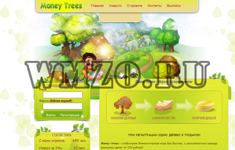 Скрипт игры с выводом денег Money-Trees
