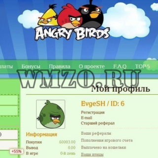 Скрипт игры с выводом денег Angry Birds