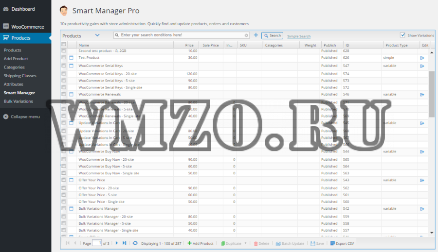 Smart Manager Pro v6.3.0 NULLED - плагин для удобного управления товарами WooCommerce