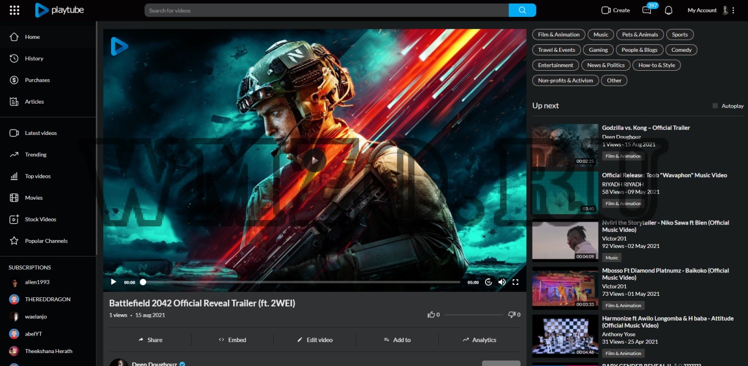 PlayTube v3.1.1 NULLED - видео портал