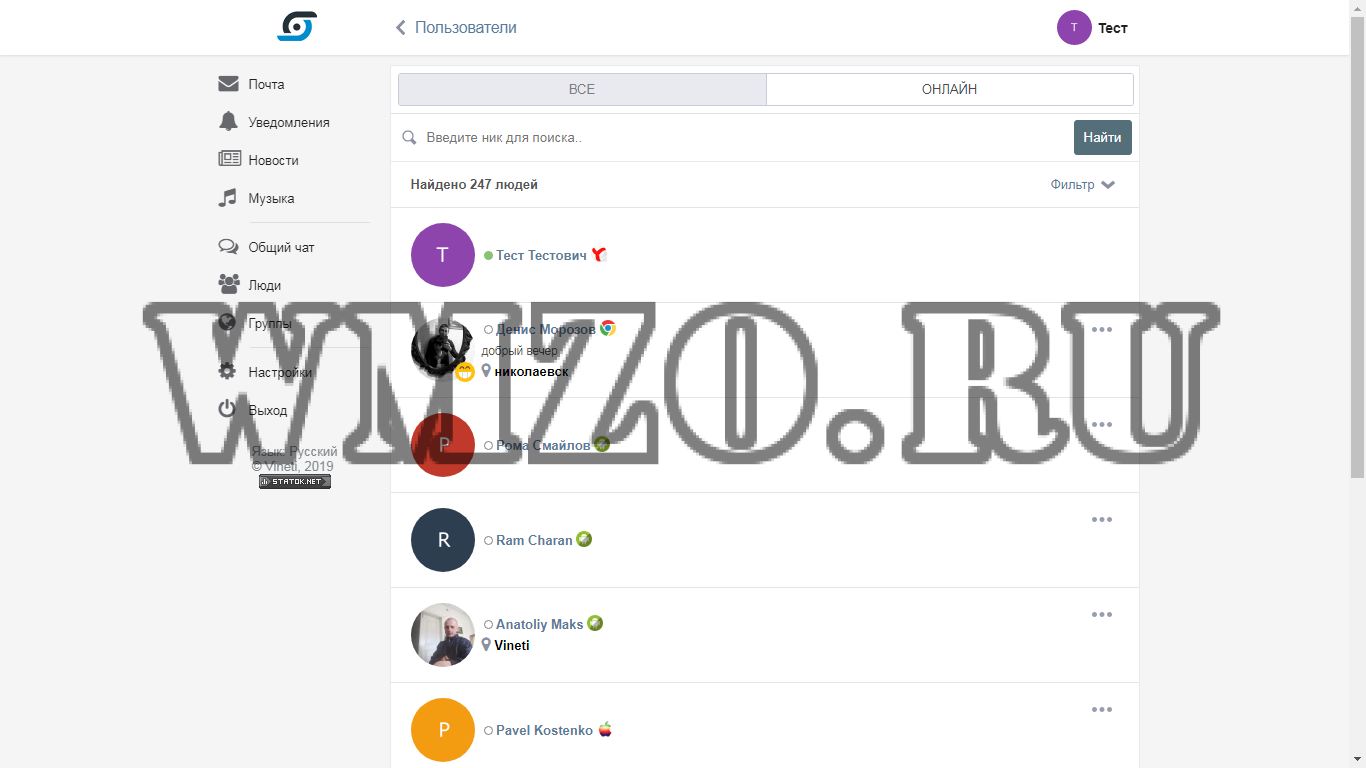 Vineti - Социальная сеть